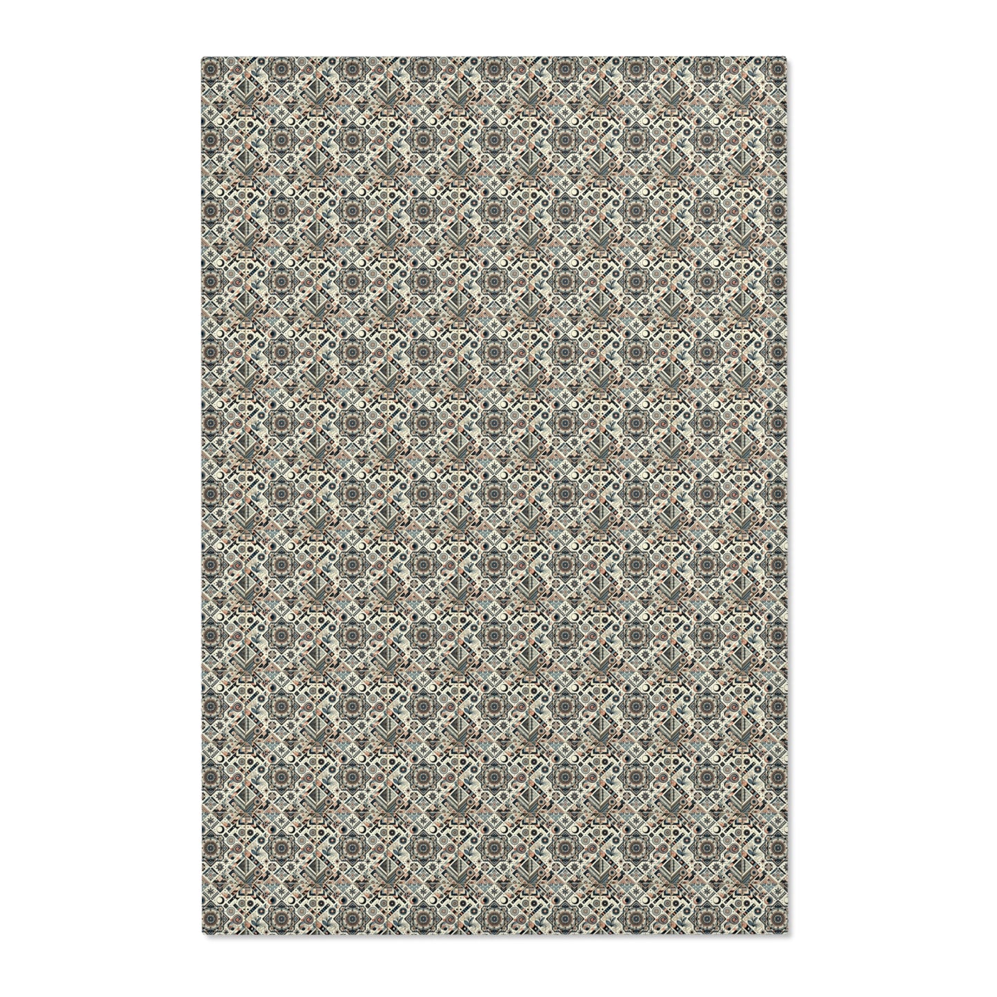 Cosmopolitan Canvas: Eclectic Geometric & Vintage-Inspired Area Rug