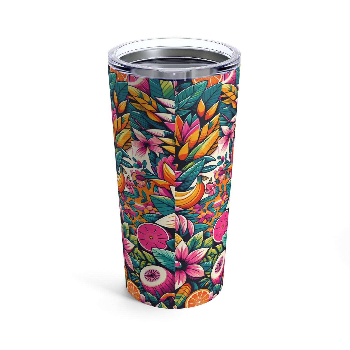 Tropical Paradise 20oz Tumbler - Exotic Floral & Fruit Design, Vibrant & Colorful