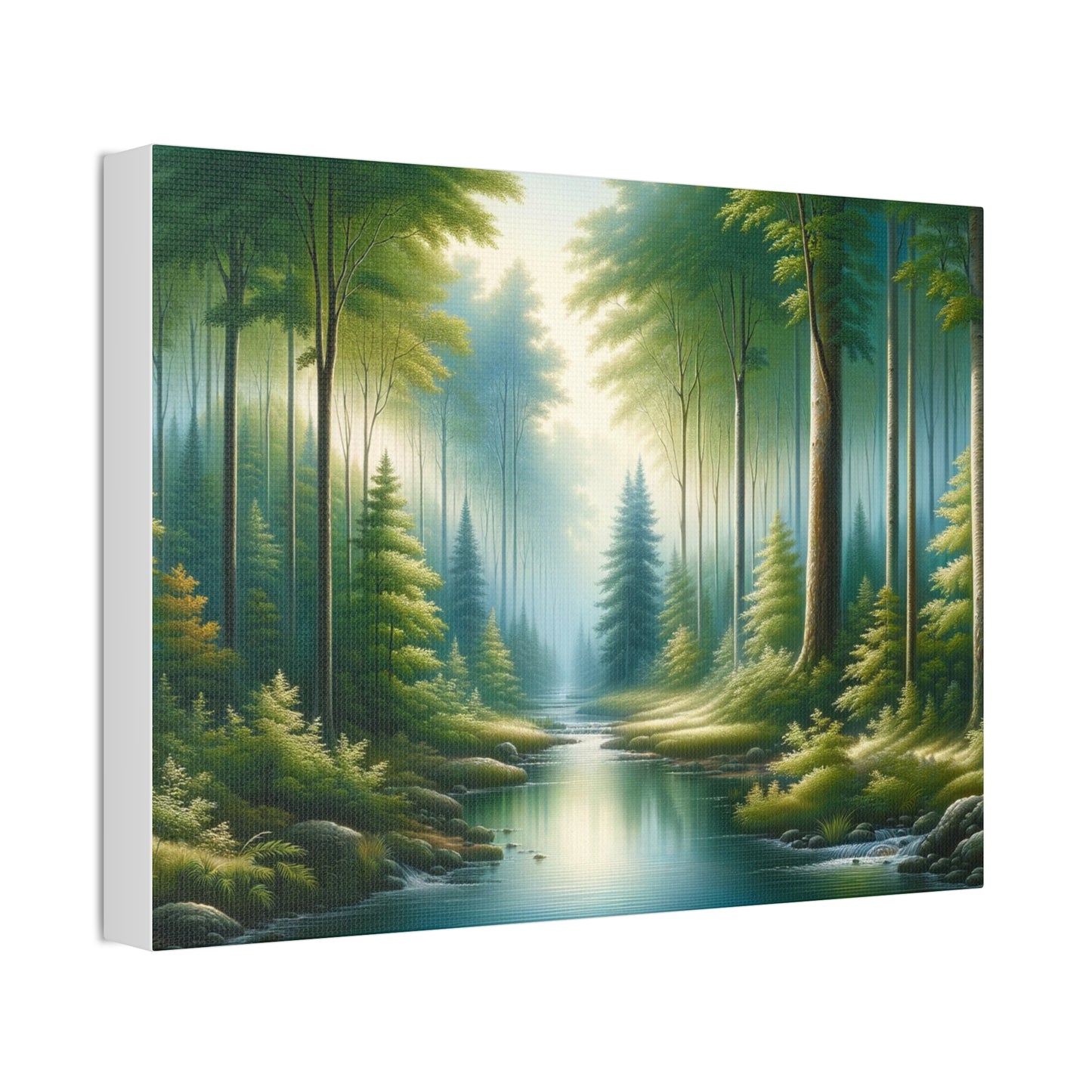 Enchanted Forest Stream: Serene Landscape Canvas Art