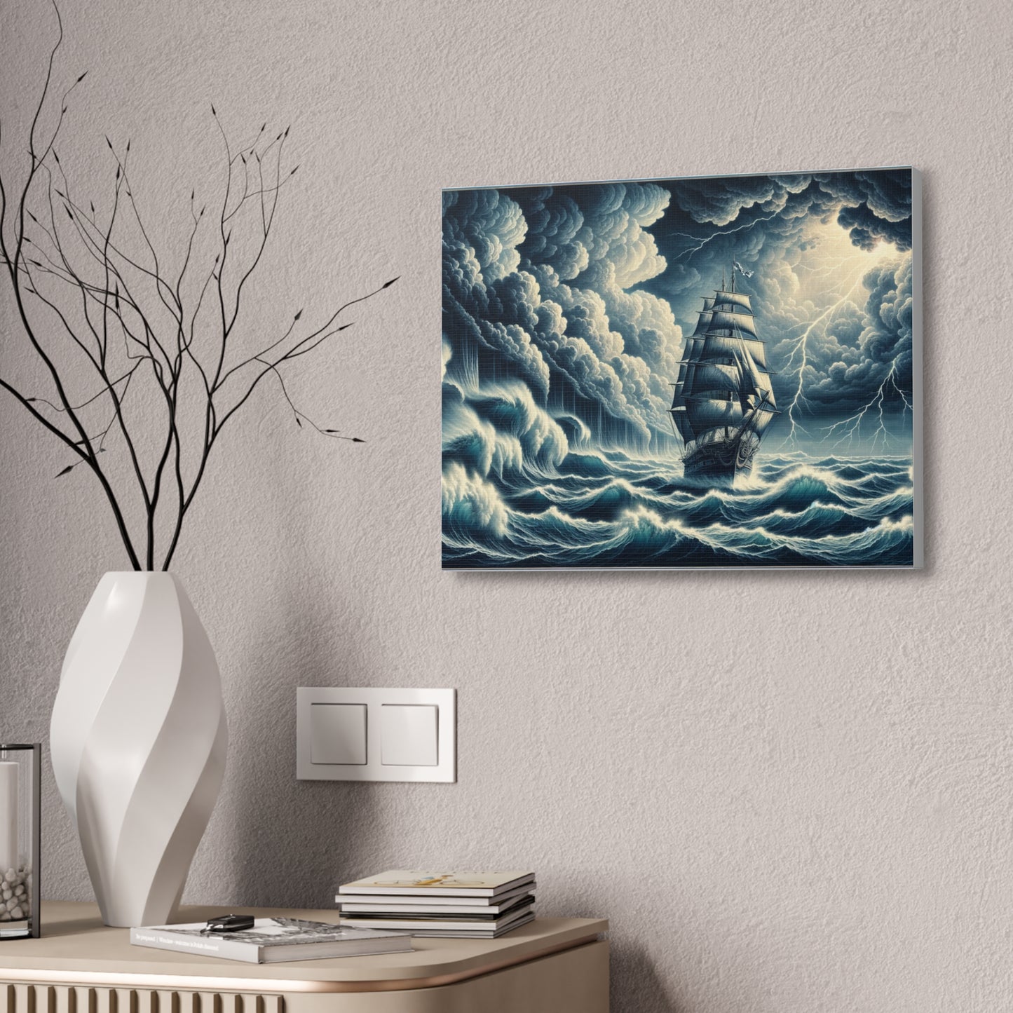 Storm's Fury: Nautical Storm at Sea Canvas Art