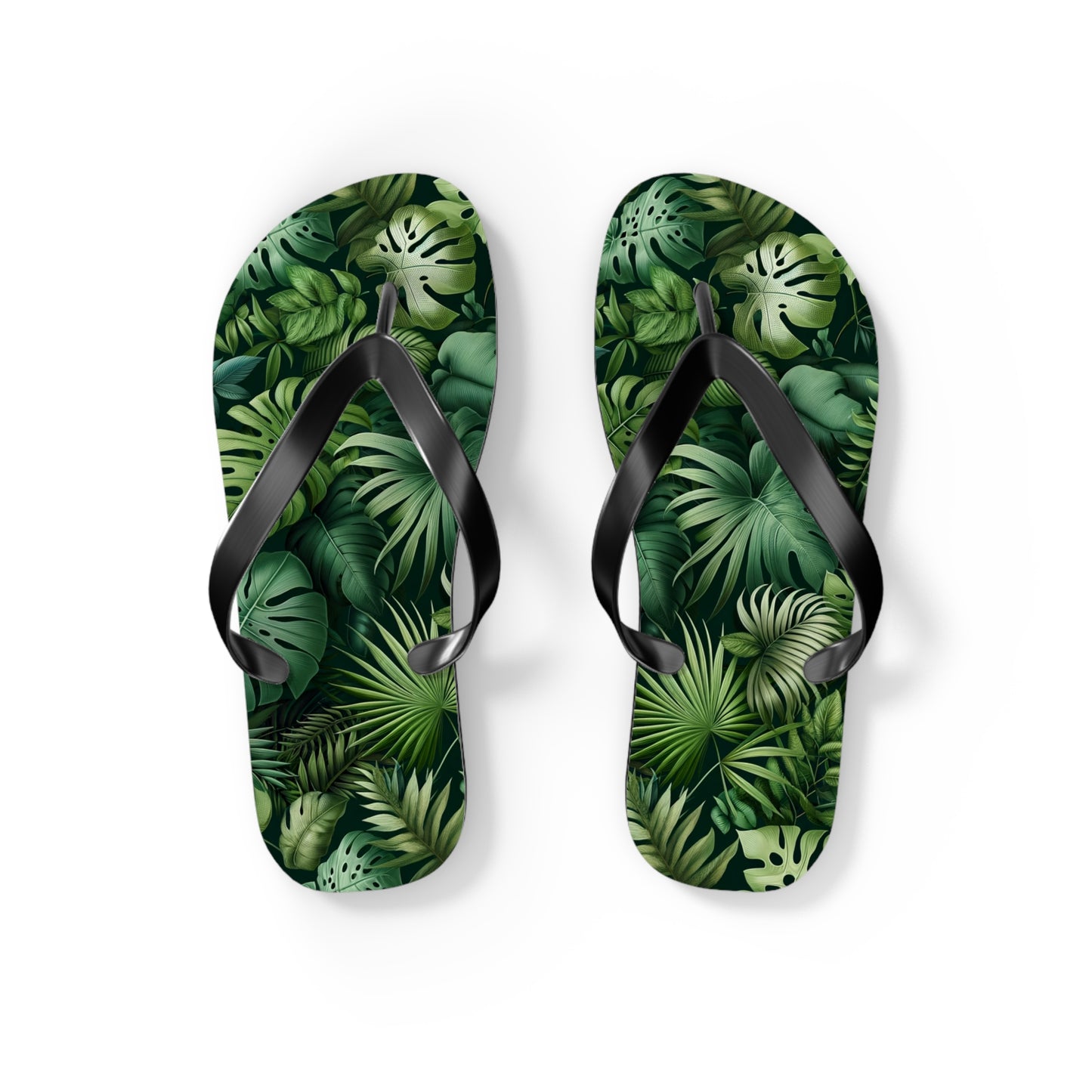 Tropical Jungle Foliage Flip Flops - Lush and Exotic Footwear