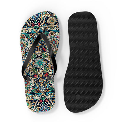 Majestic Marrakech Moroccan Tile Flip Flops - Exquisite Cultural Elegance