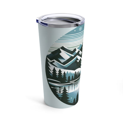 Mountain Tranquility 20oz Tumbler - Serene Landscape Design with Snow-Capped Peaks
