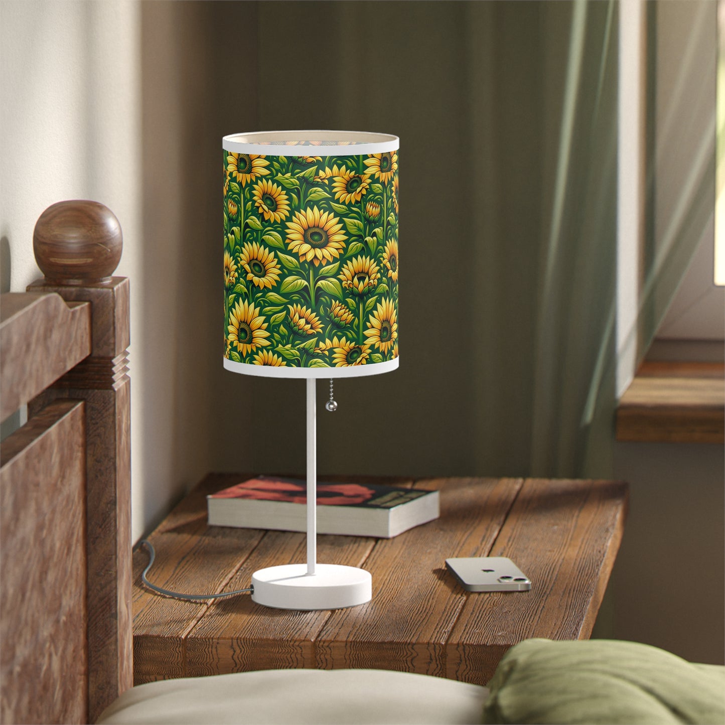 Sunny Blossom Table Lamp with Sunflower Field Pattern