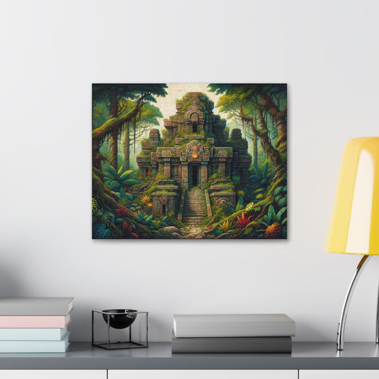 Lost Temple of Mysteries: Ancient Jungle Temple Canvas Art