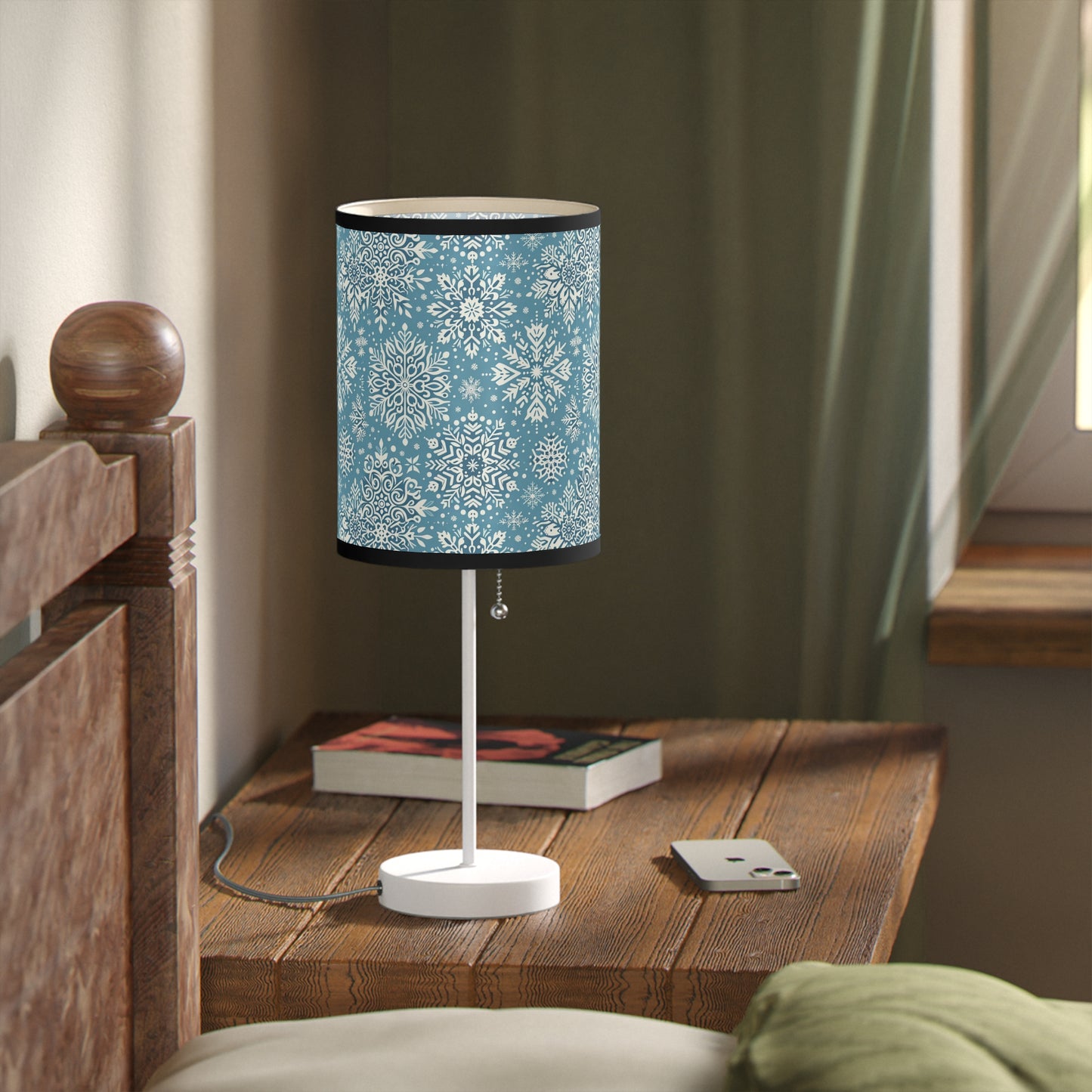 Frosty Elegance Table Lamp with Winter Wonderland Pattern