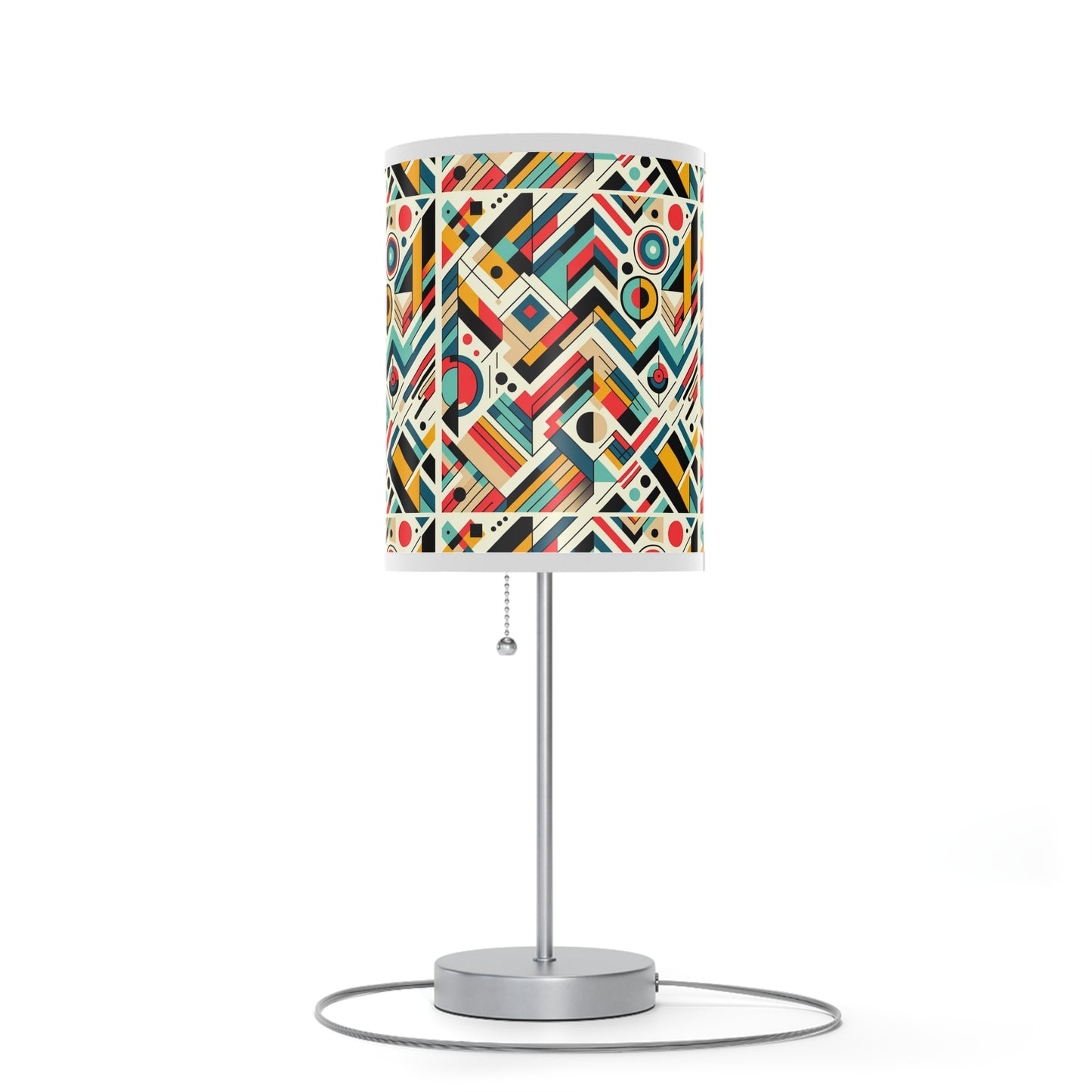 Geometric Harmony Table Lamp with Abstract Pattern