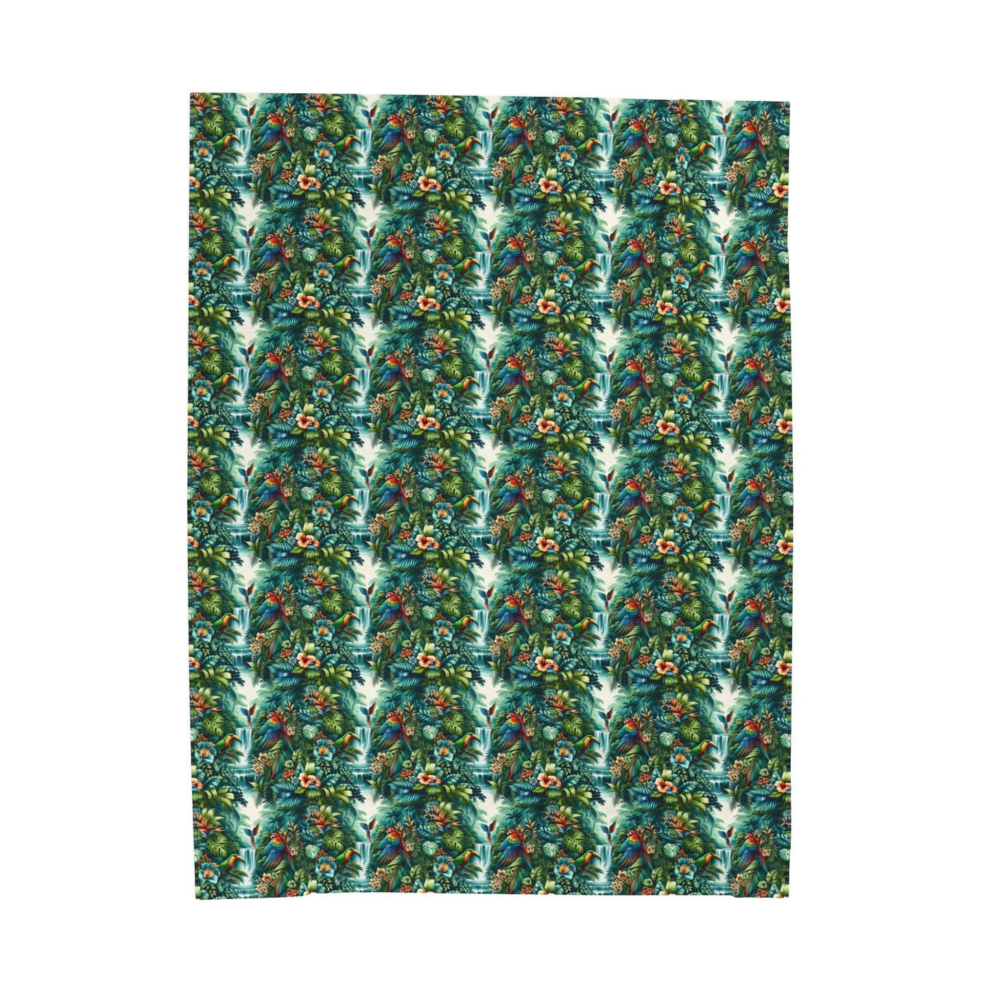 Tropical Oasis: Rainforest-Themed Velveteen Plush Blanket