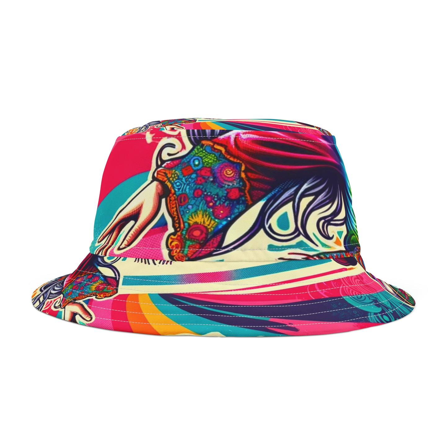 Groovy Hippie Skateboarder Bucket Hat