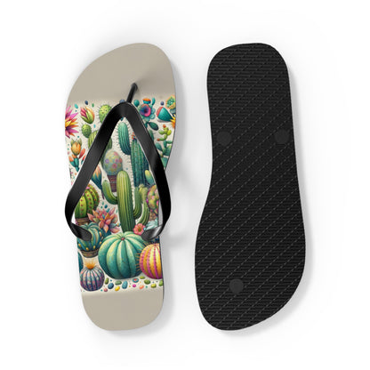 Desert Bloom Cacti & Succulents Flip Flops - Vibrant and Whimsical Footwear