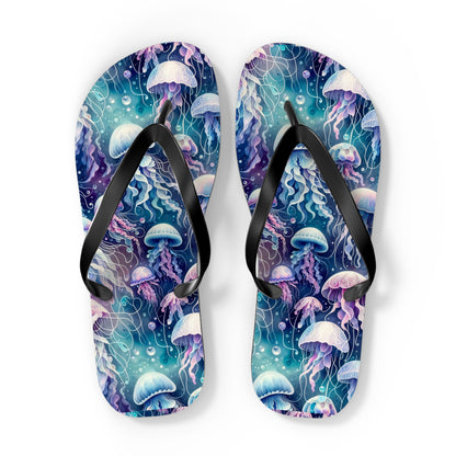 Oceanic Dreams Jellyfish Flip Flops - Serene Underwater Elegance