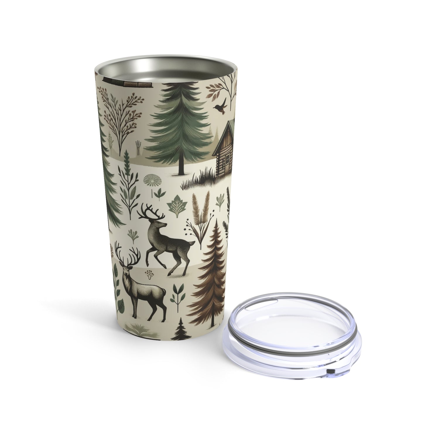 Rustic Woodland 20oz Tumbler - Cozy Cabin and Forest Design, Earthy Tones