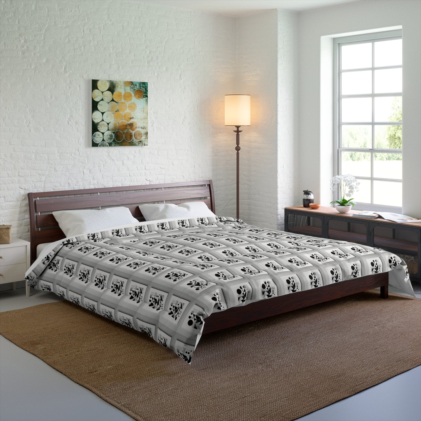 Modern Minimalist Geometric Comforter - Cozy Elegance in Monochrome
