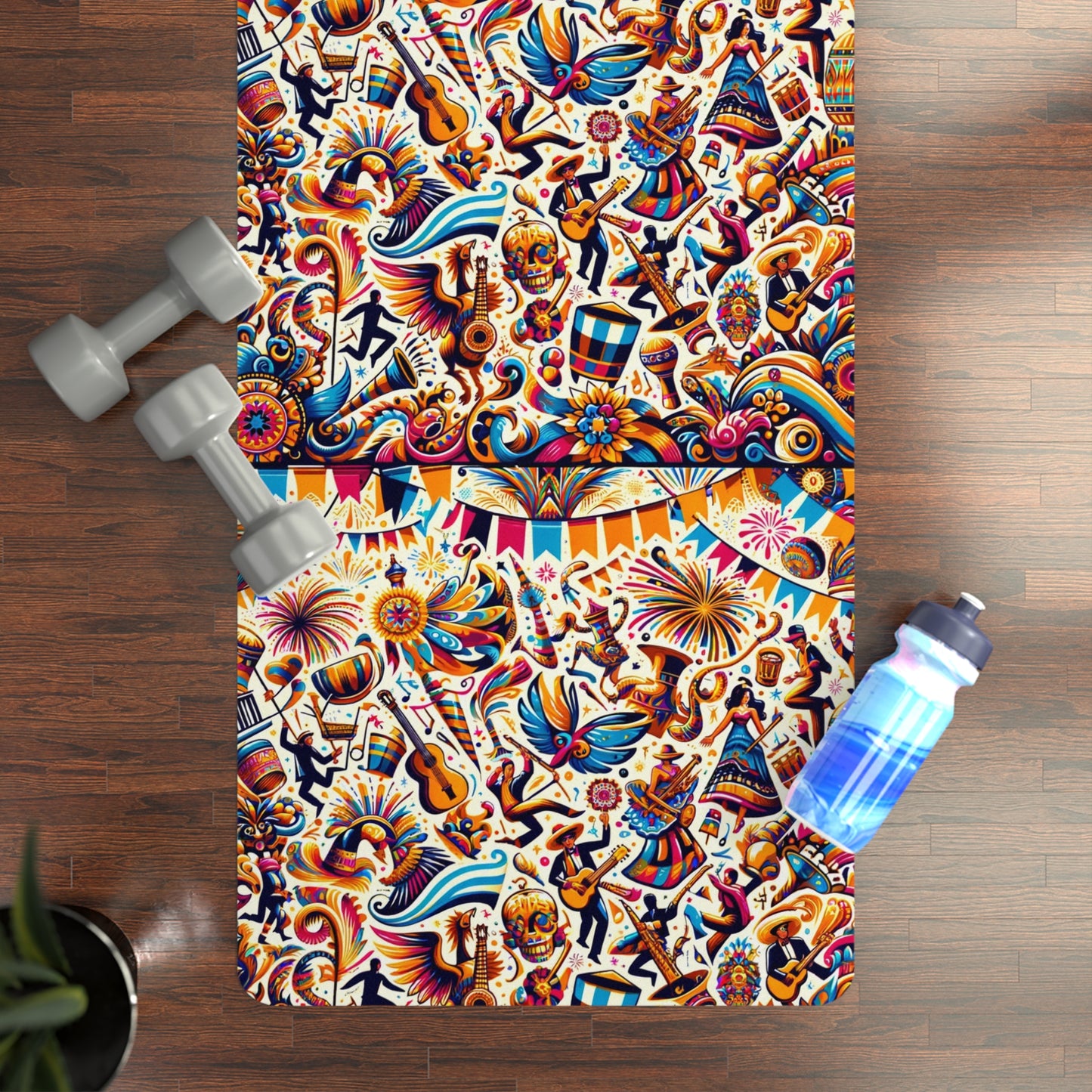 Festival Joy Yoga Mat - Colorful Celebration-Inspired Microfiber Design