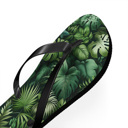 Tropical Jungle Foliage Flip Flops - Lush and Exotic Footwear