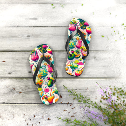 Tropical Paradise Cocktail Flip Flops - Vibrant and Fun Summer Footwear