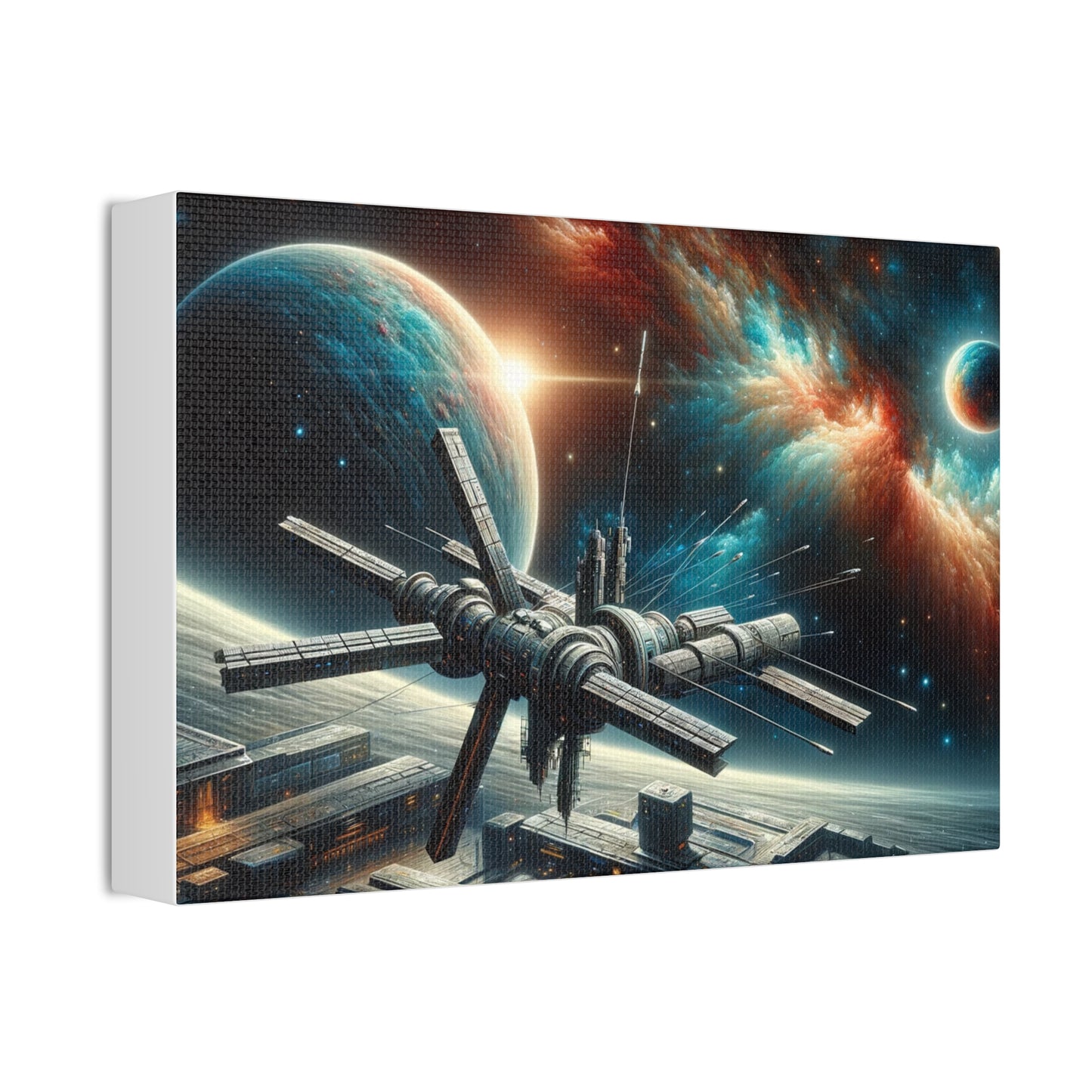 Cosmic Frontier: Futuristic Space Station Canvas Art