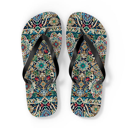 Majestic Marrakech Moroccan Tile Flip Flops - Exquisite Cultural Elegance