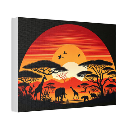 Savannah Sunset Silhouette Canvas Art - African Wildlife & Scenic Beauty