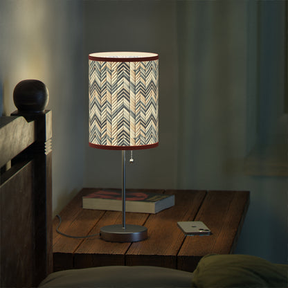 Elegant Weave Table Lamp with Classic Herringbone Pattern