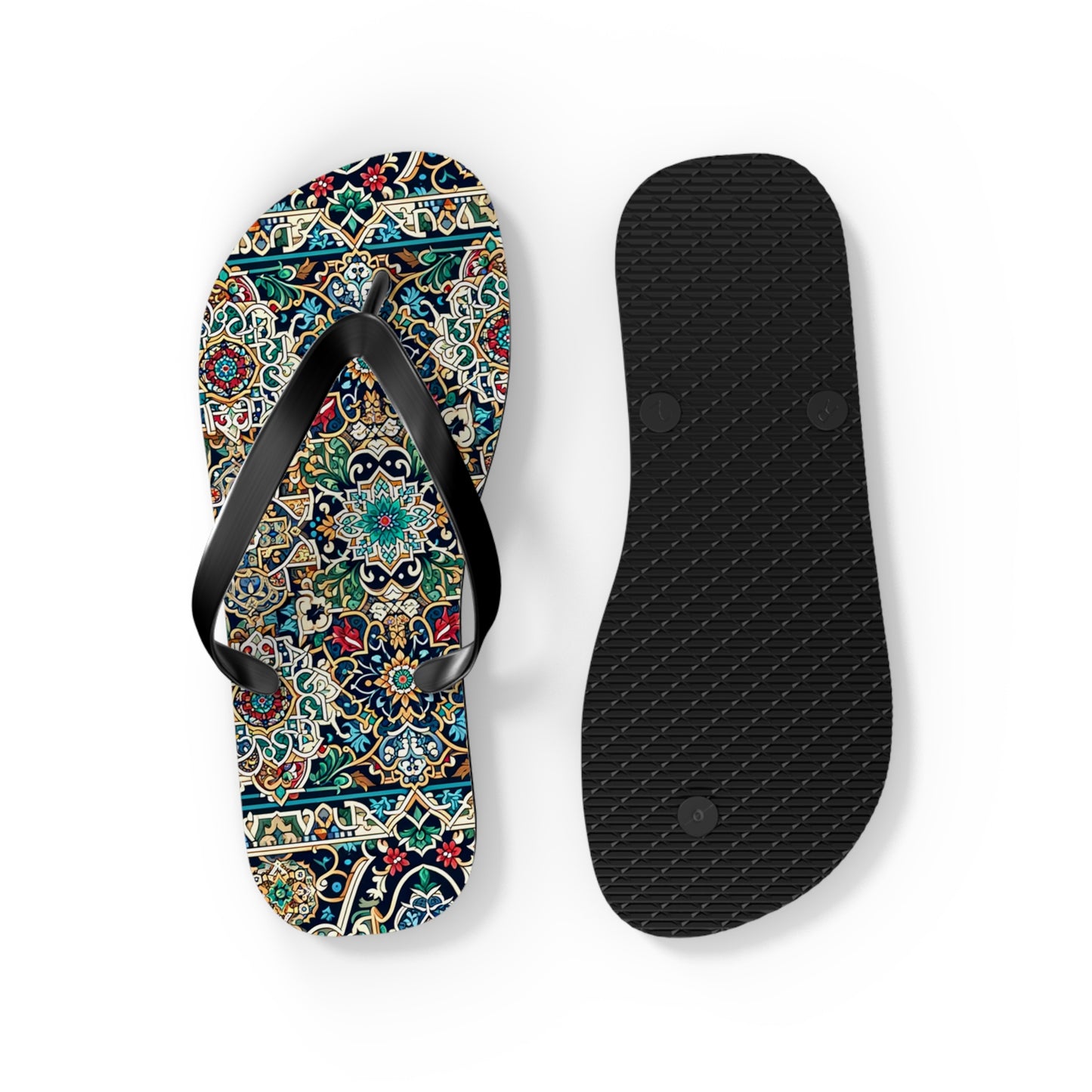 Majestic Marrakech Moroccan Tile Flip Flops - Exquisite Cultural Elegance