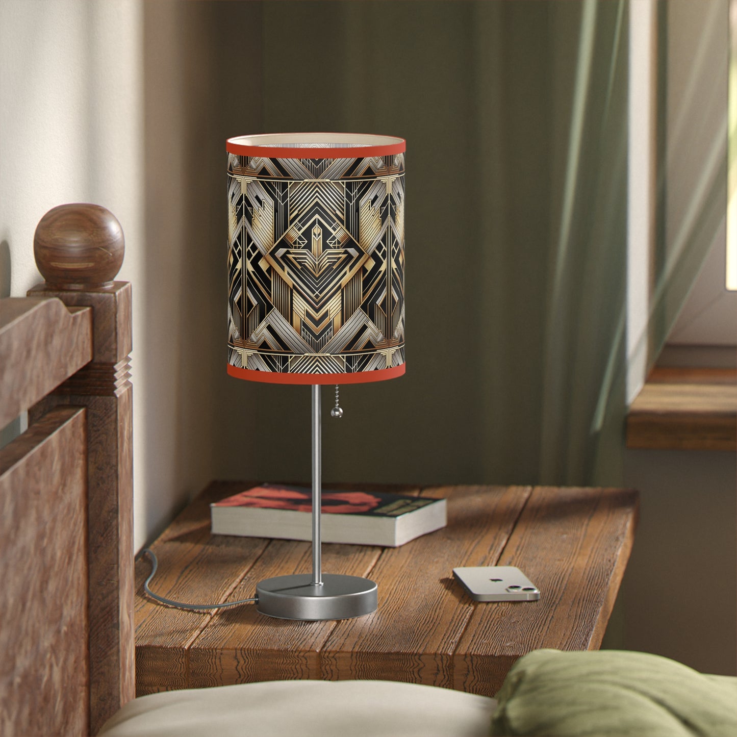 Deco Elegance Table Lamp with Art Deco-Inspired Pattern