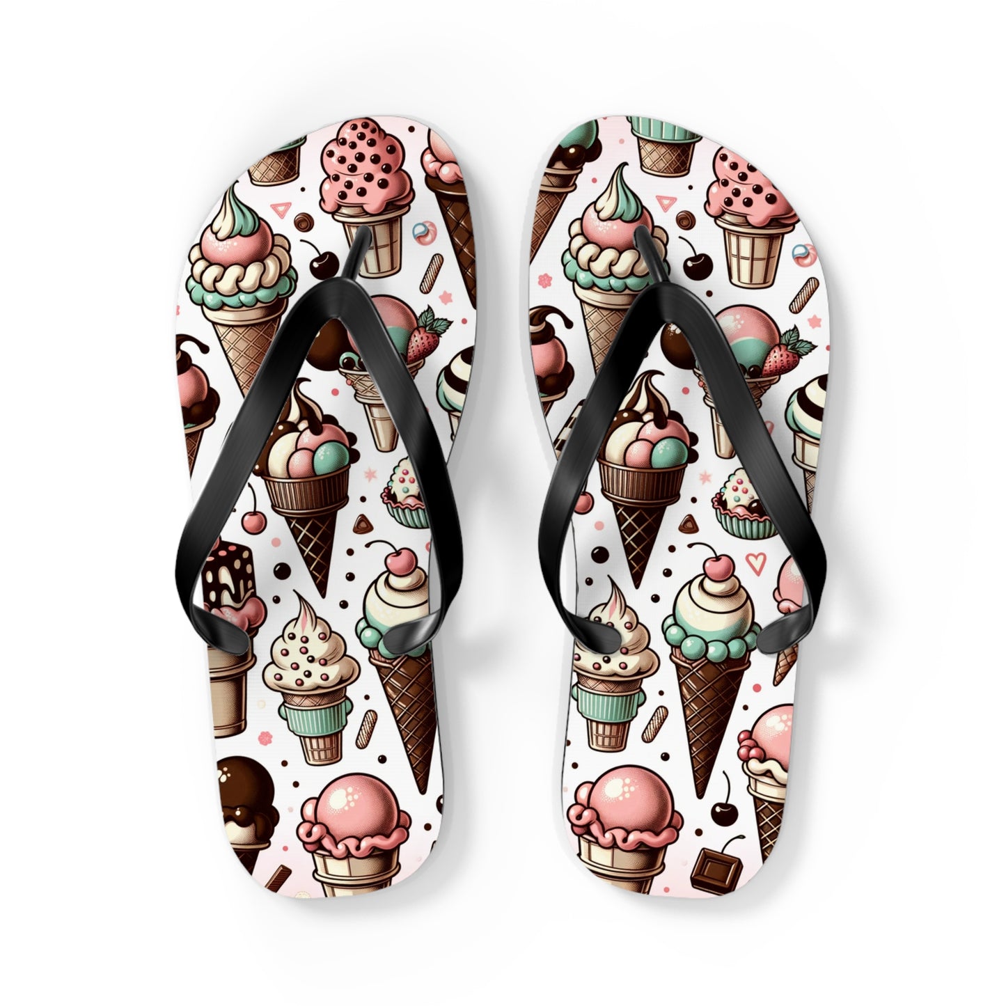 Sweet Nostalgia Retro Ice Cream Cone Flip Flops - A Scoop of Vintage Charm