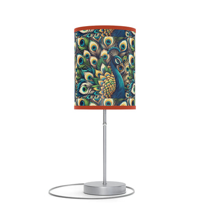 Regal Radiance Table Lamp with Peacock Plume Pattern