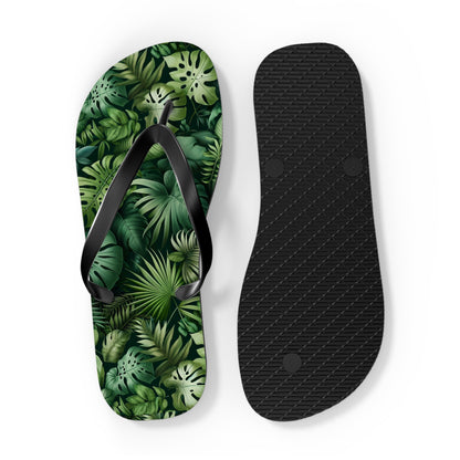 Tropical Jungle Foliage Flip Flops - Lush and Exotic Footwear