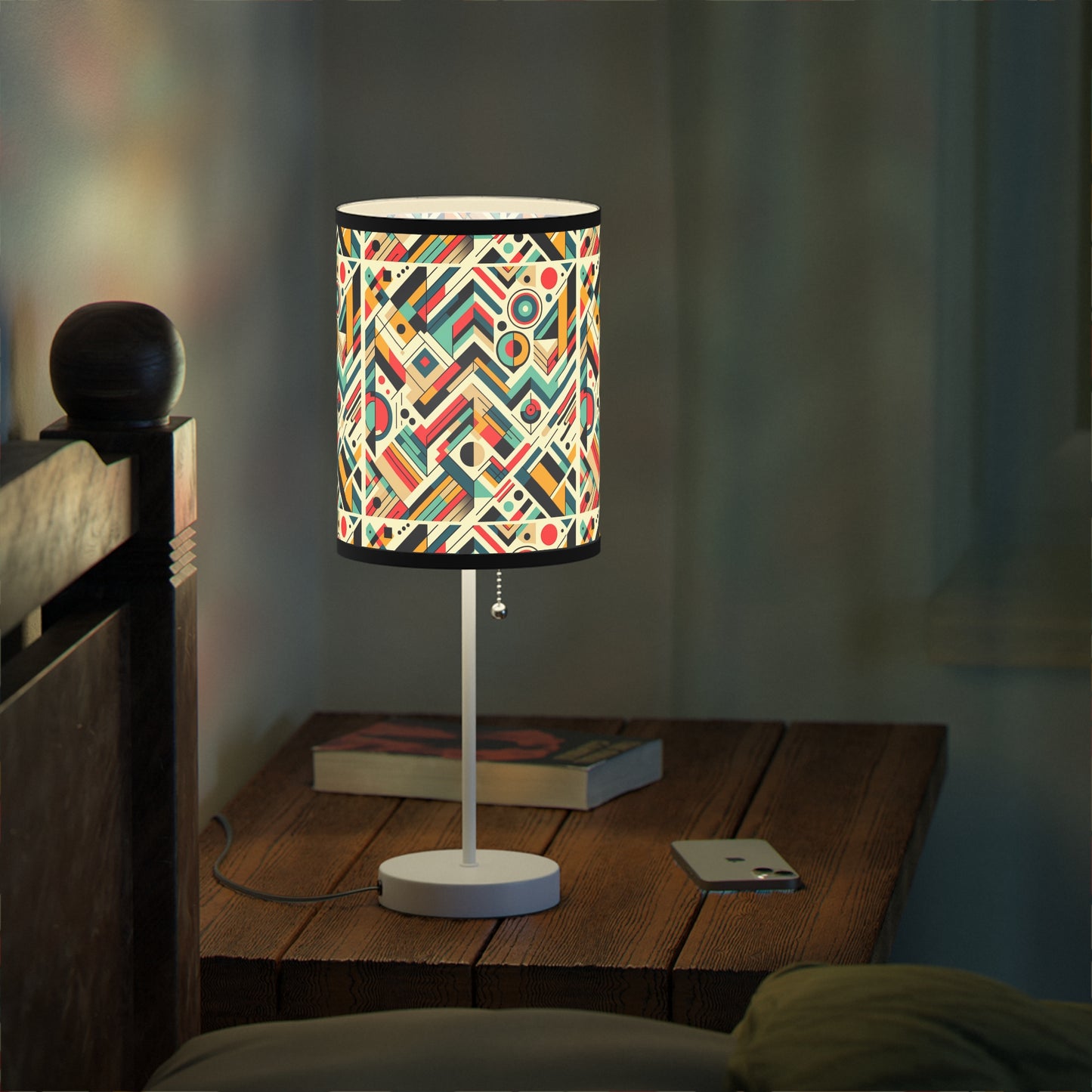 Geometric Harmony Table Lamp with Abstract Pattern