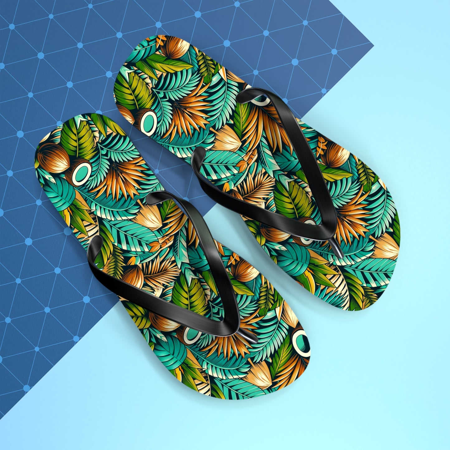 Tropical Oasis Palm & Coconut Flip Flops
