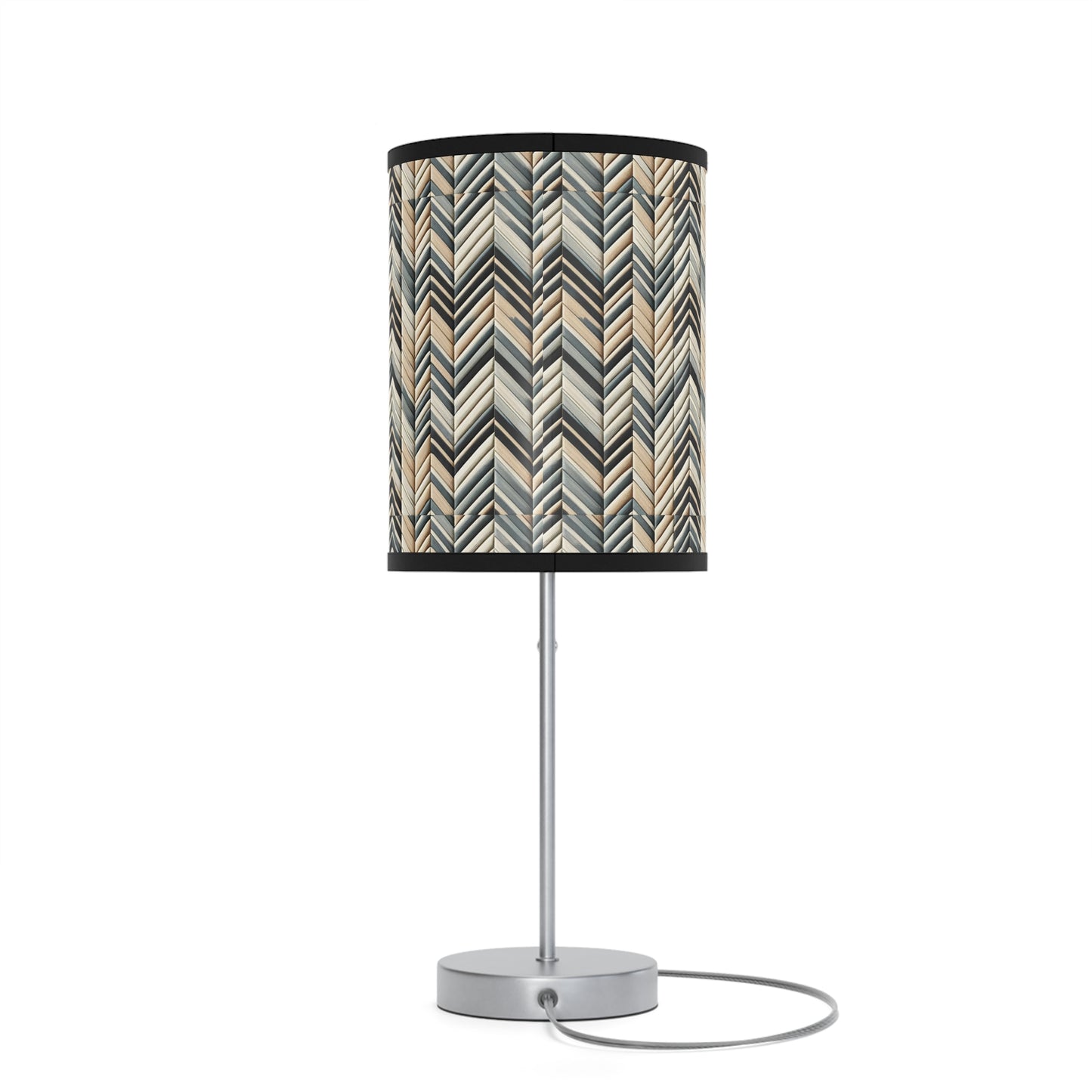 Elegant Weave Table Lamp with Classic Herringbone Pattern