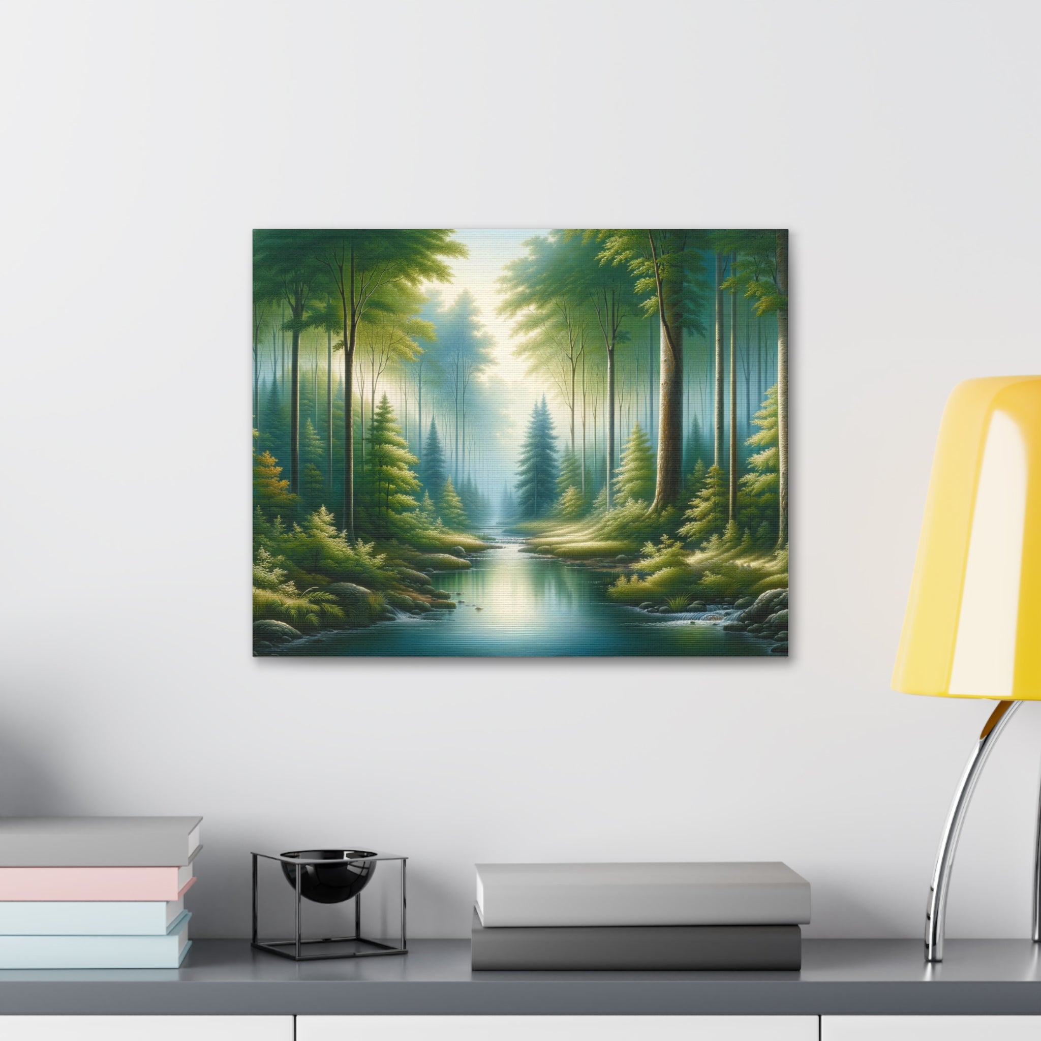 Enchanted Forest Stream: Serene Landscape Canvas Art – BoxBirdie.com