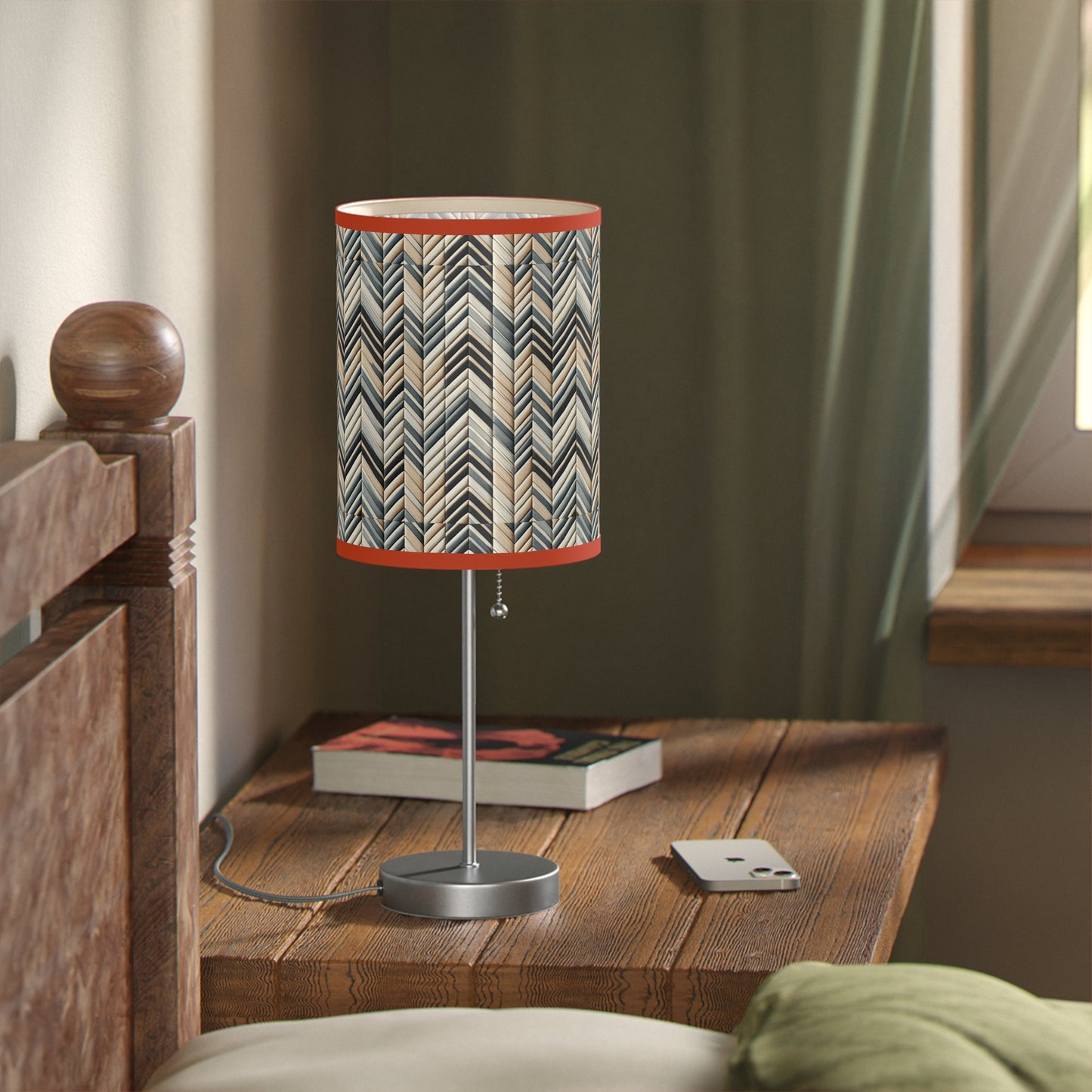 Elegant Weave Table Lamp with Classic Herringbone Pattern