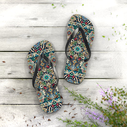 Majestic Marrakech Moroccan Tile Flip Flops - Exquisite Cultural Elegance