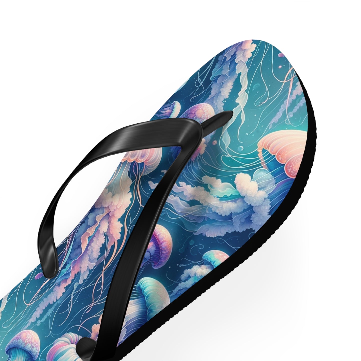 Mystical Depths Jellyfish Flip Flops - Serene Underwater Elegance
