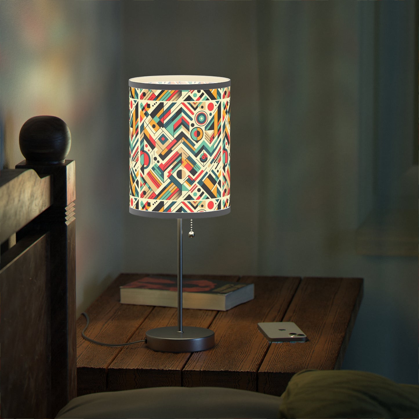 Geometric Harmony Table Lamp with Abstract Pattern