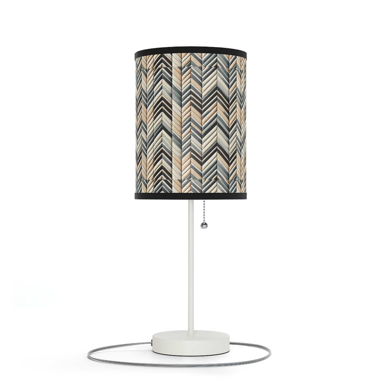 Elegant Weave Table Lamp with Classic Herringbone Pattern