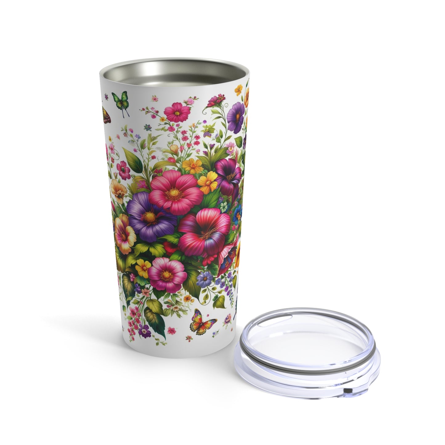 Enchanted Garden 20oz Tumbler - Vibrant Floral & Butterfly Design