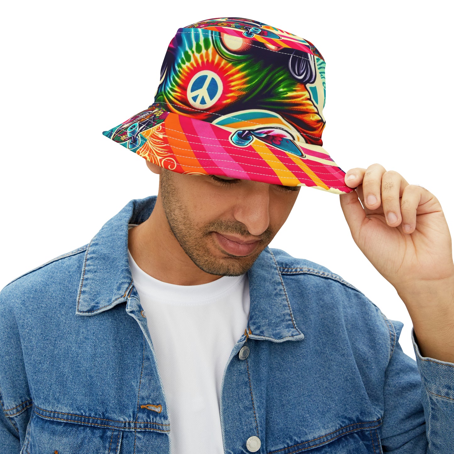 Groovy Hippie Skateboarder Bucket Hat