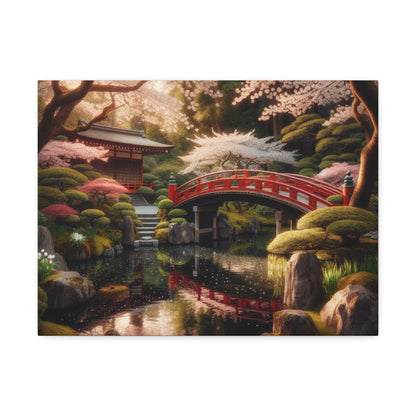 Serene Zen Garden Canvas Art - Japanese Koi Pond & Cherry Blossoms Wall Decor