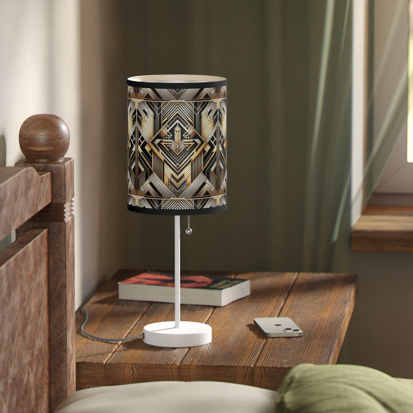 Deco Elegance Table Lamp with Art Deco-Inspired Pattern