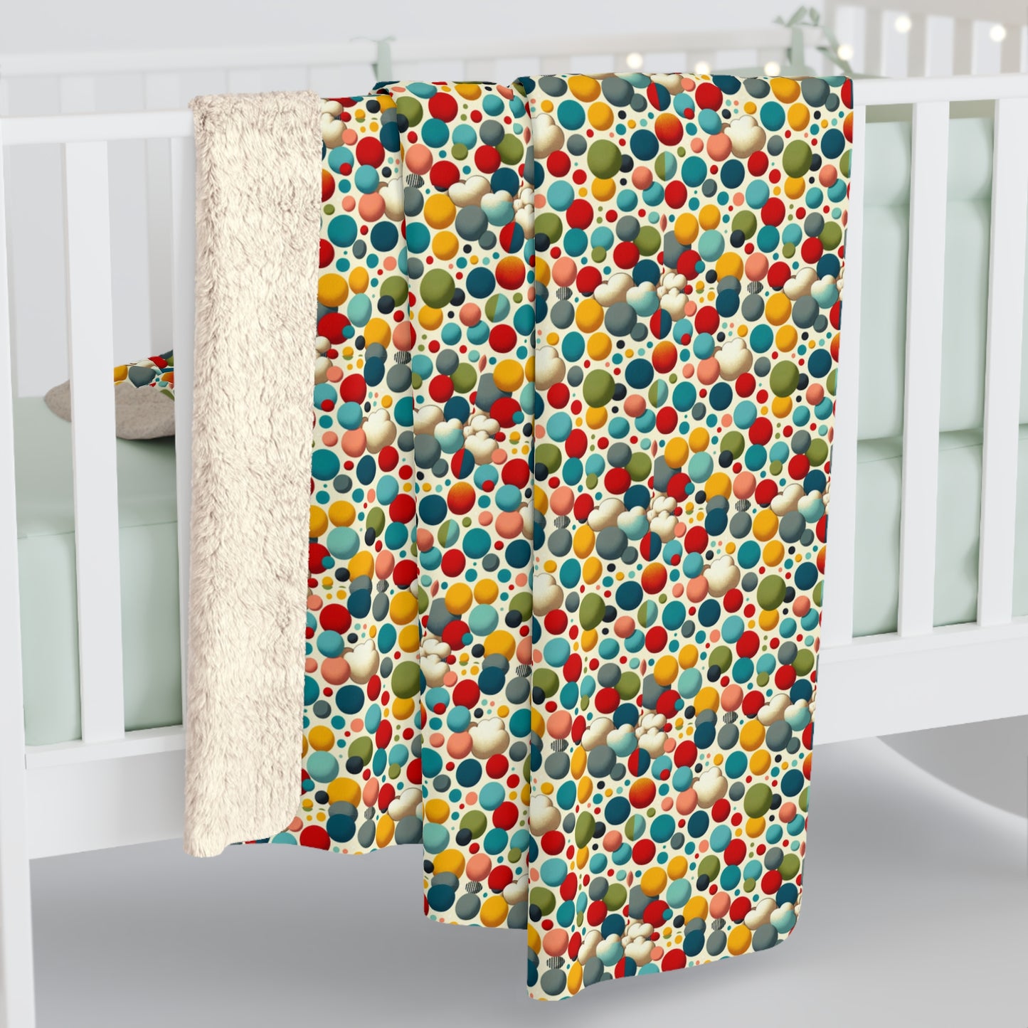 Colorful Whimsy Polka Dot Sherpa Fleece Blanket - Fun and Bright Design