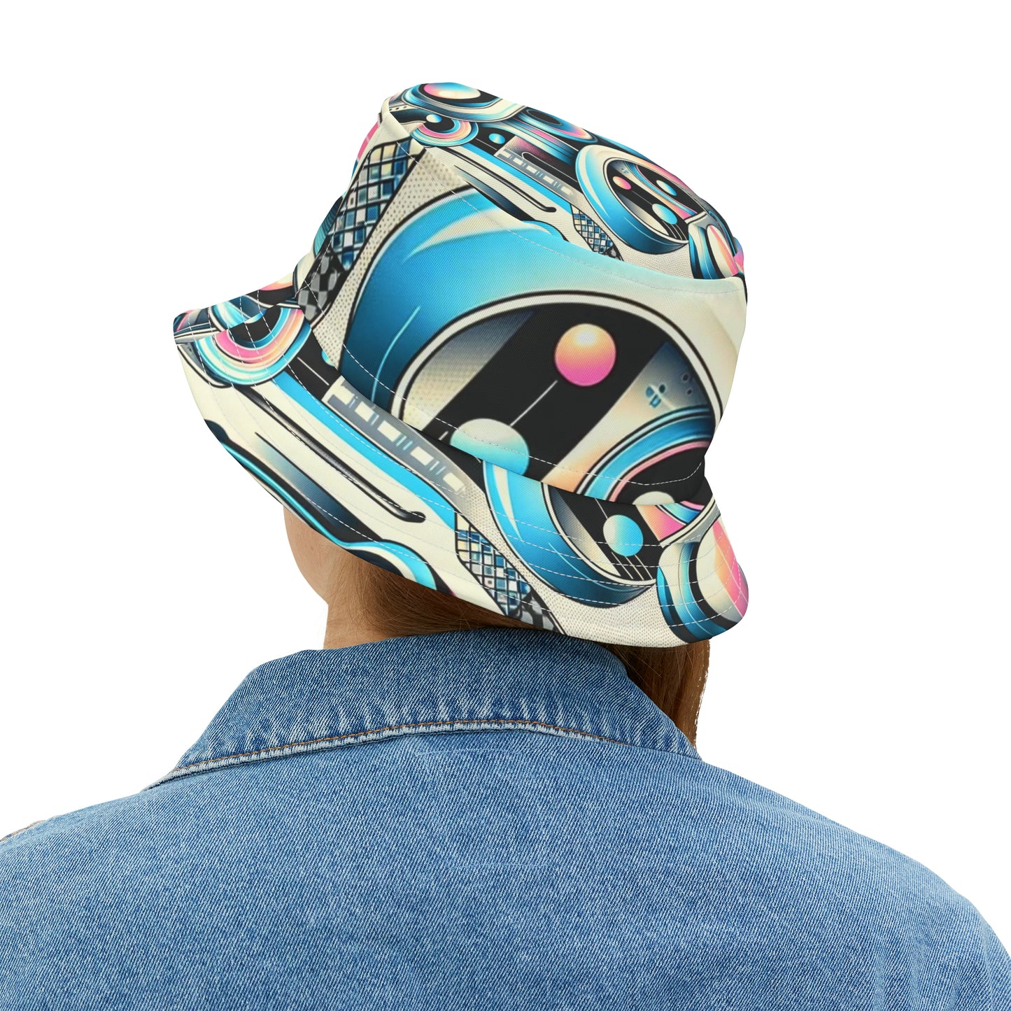 "Neon Echoes" Retro-Futuristic Bucket Hat