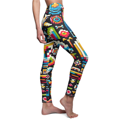 PixelPlay Retro Women's Leggings: Vibrant Gaming Nostalgia