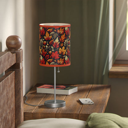 Fall Radiance Table Lamp with Autumn Leaves Pattern