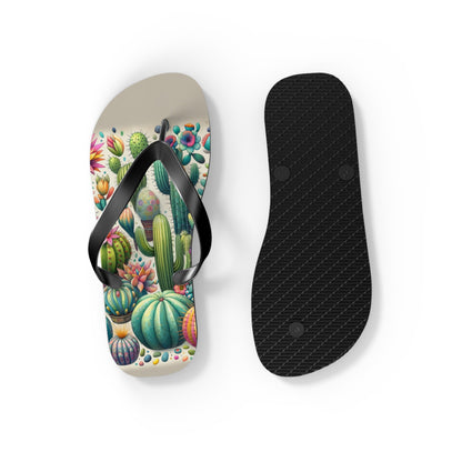 Desert Bloom Cacti & Succulents Flip Flops - Vibrant and Whimsical Footwear