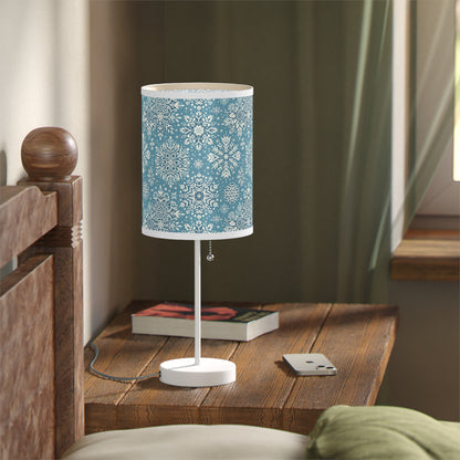 Frosty Elegance Table Lamp with Winter Wonderland Pattern