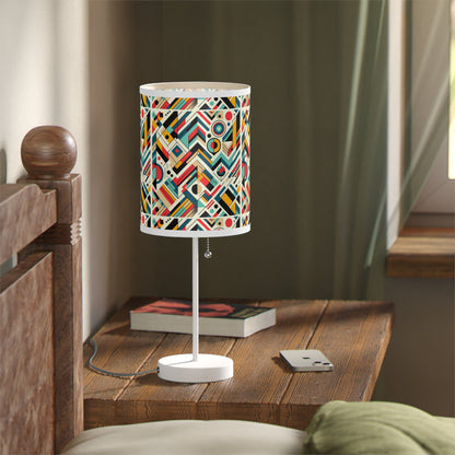 Geometric Harmony Table Lamp with Abstract Pattern