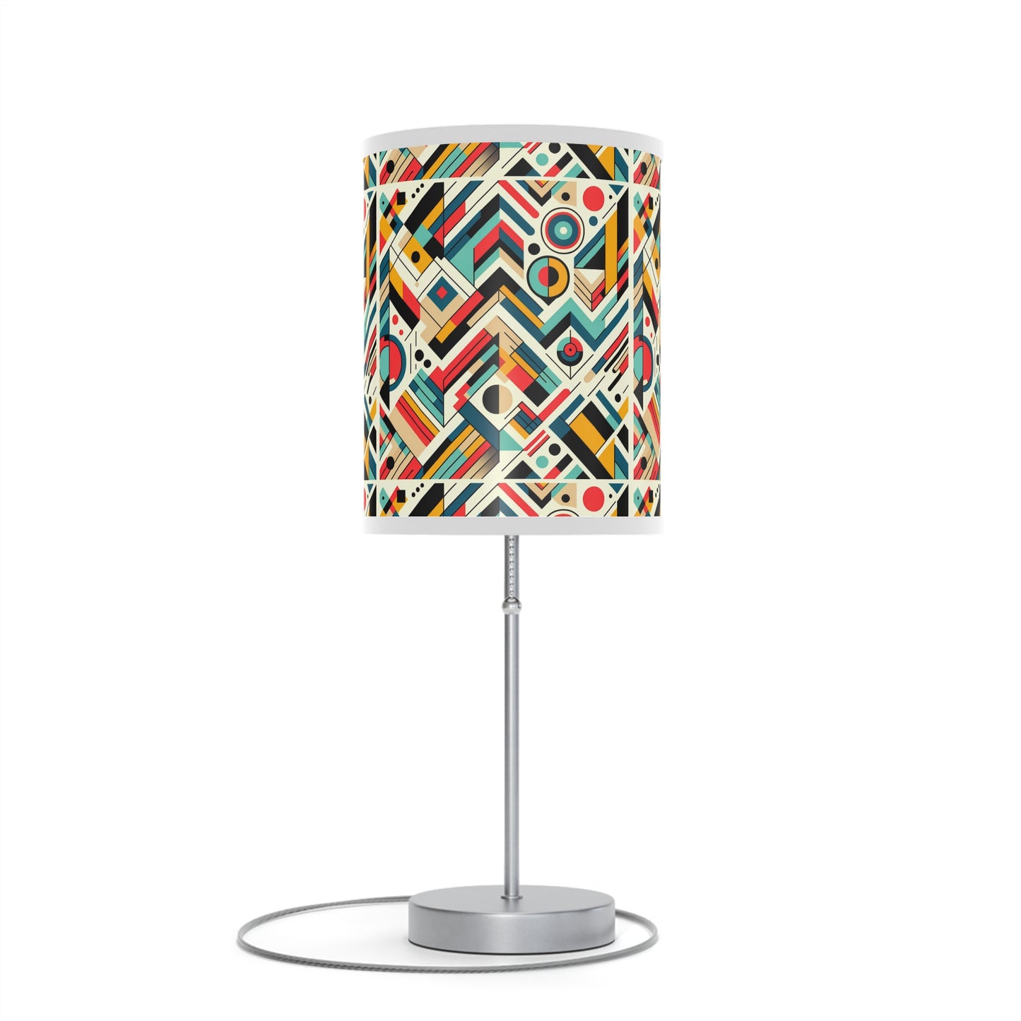 Geometric Harmony Table Lamp with Abstract Pattern